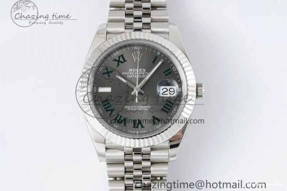 0410 DateJust 41 SS Fluted Bezel KING 1:1 Best Edition 904L Steel Gray Green Roman Dial on Jubilee Bracelet VR Contemporary 2204